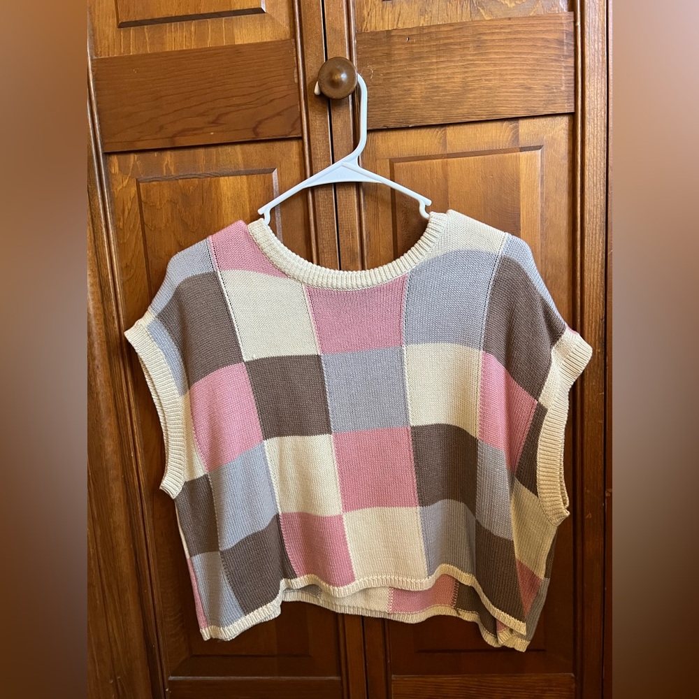 Olivaceous Multi-Colored Checkered Sweater